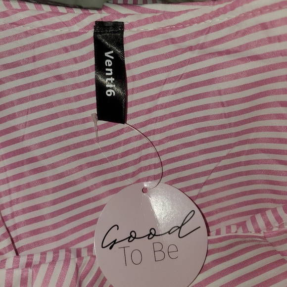 Venti6 Off Pink & White Stripe Off Shoulder Blouse - Picture 7 of 7